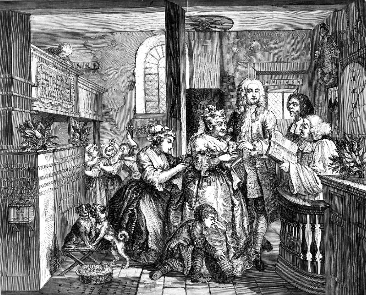 The Rake's Progress. Plate V. The Rake's Marriage.