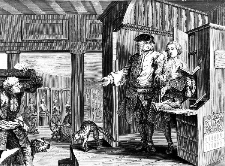 Industry and Idleness. Plate 4. The Industrious Apprentice appointed overseer.