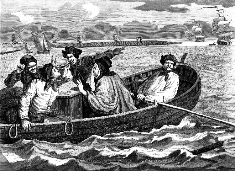 Industry and Idleness. Plate 5. The Idle Apprentice turned away and sent to sea.