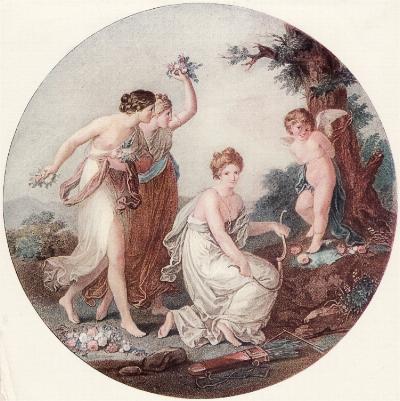 Click to enlarge Cupid bound by Nymphs by Kauffman