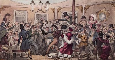 Click to enlarge The Hall of Infamy, (New Covent Garden Hall) by Cruikshank